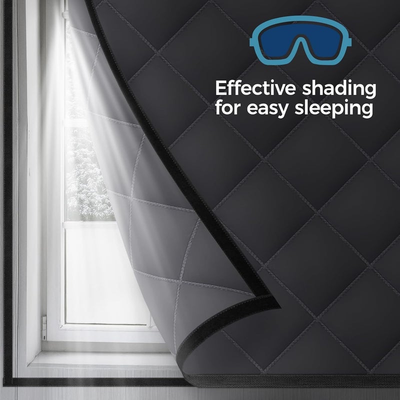 FIFIFO 2 Sets 63" x 47" Thermal Window Cover，Oxford Fabric Window Cover for Winter, Window Insulation for Winter to Keep Warm, Window Insulation Kit for Home RV Basement–Grey - Image 3